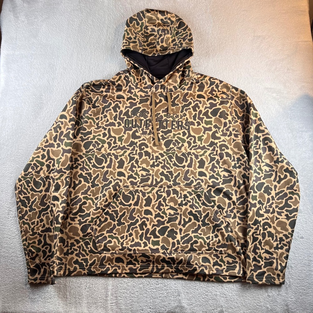 Local Boy Outfitters Mens XXL Duck Camo Performance Fleece Hoodie Sweatshirt